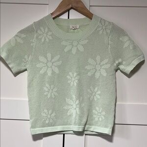Light Green Floral Knit Top